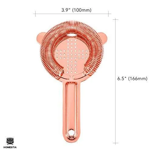 Homestia Cocktail Strainer Bar Strainer Copper Hawthorne Martini Strainer Stainless Steel 6.5"(L),