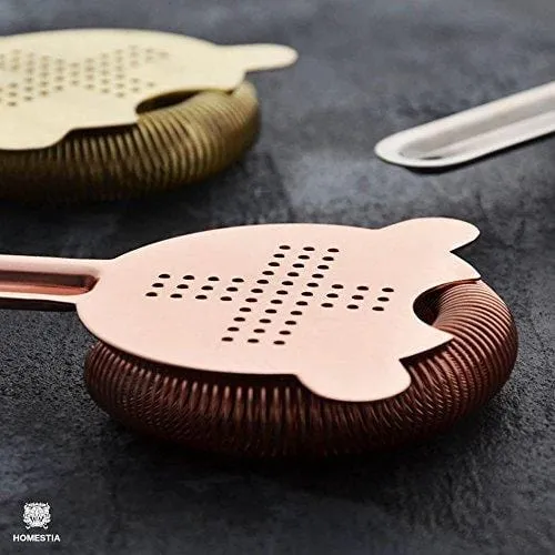 Homestia Cocktail Strainer Bar Strainer Copper Hawthorne Martini Strainer Stainless Steel 6.5"(L),