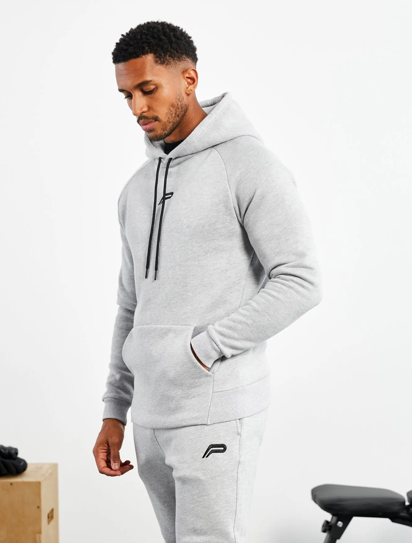 Icon Tapered Hoodie - Heather Grey