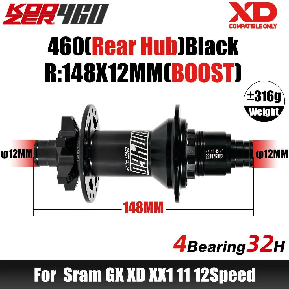 Koozer XM460 Boost Cr-Mo Steel Axle 110x15 12x148MM THRU TA MTB Bicycle Hub 28H 32 Holes HG XD MS 9 10 11 12Speed Bike Parts