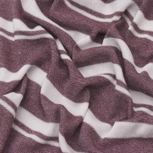 Maroon/Off-White Striped Pattern Jersey Knit Fabric