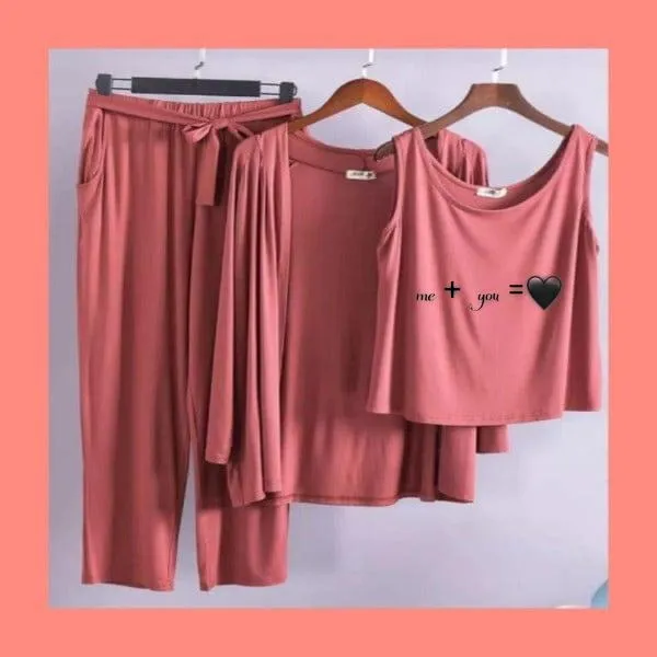 Me   you Women Night Suit PJ Set 3 Pieces