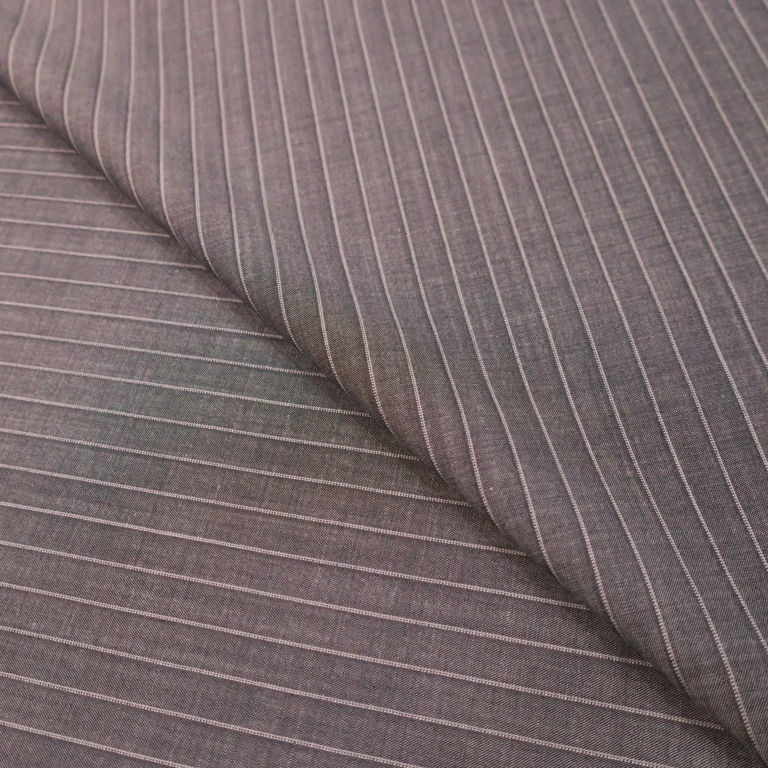 Medium Gray Stripe Super 130's Extrafine Merino Loro Piana Wool Fabric