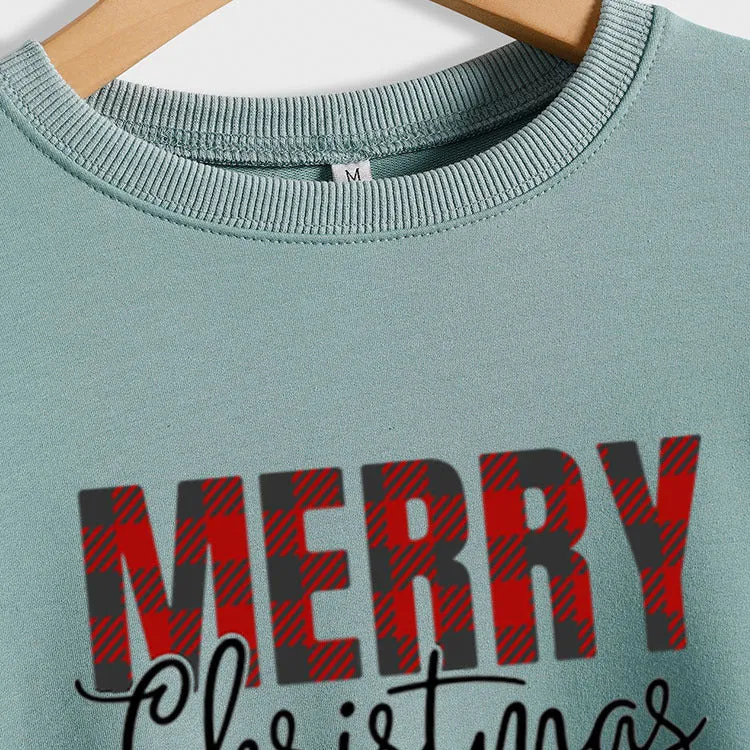 Merry Christmas Fashion Letter Autumn Winter Long Sleeve Women's Sweatshirt