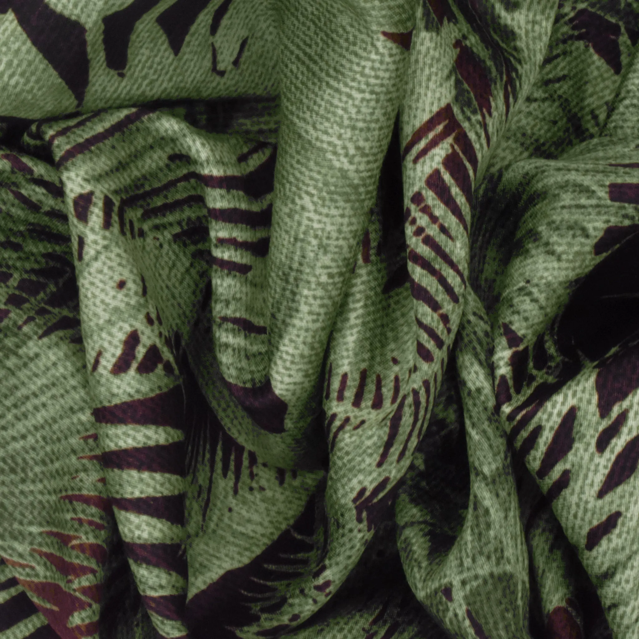 Muddy Red-Multi Palm Tree Printed Cotton Twill Woven Fabric