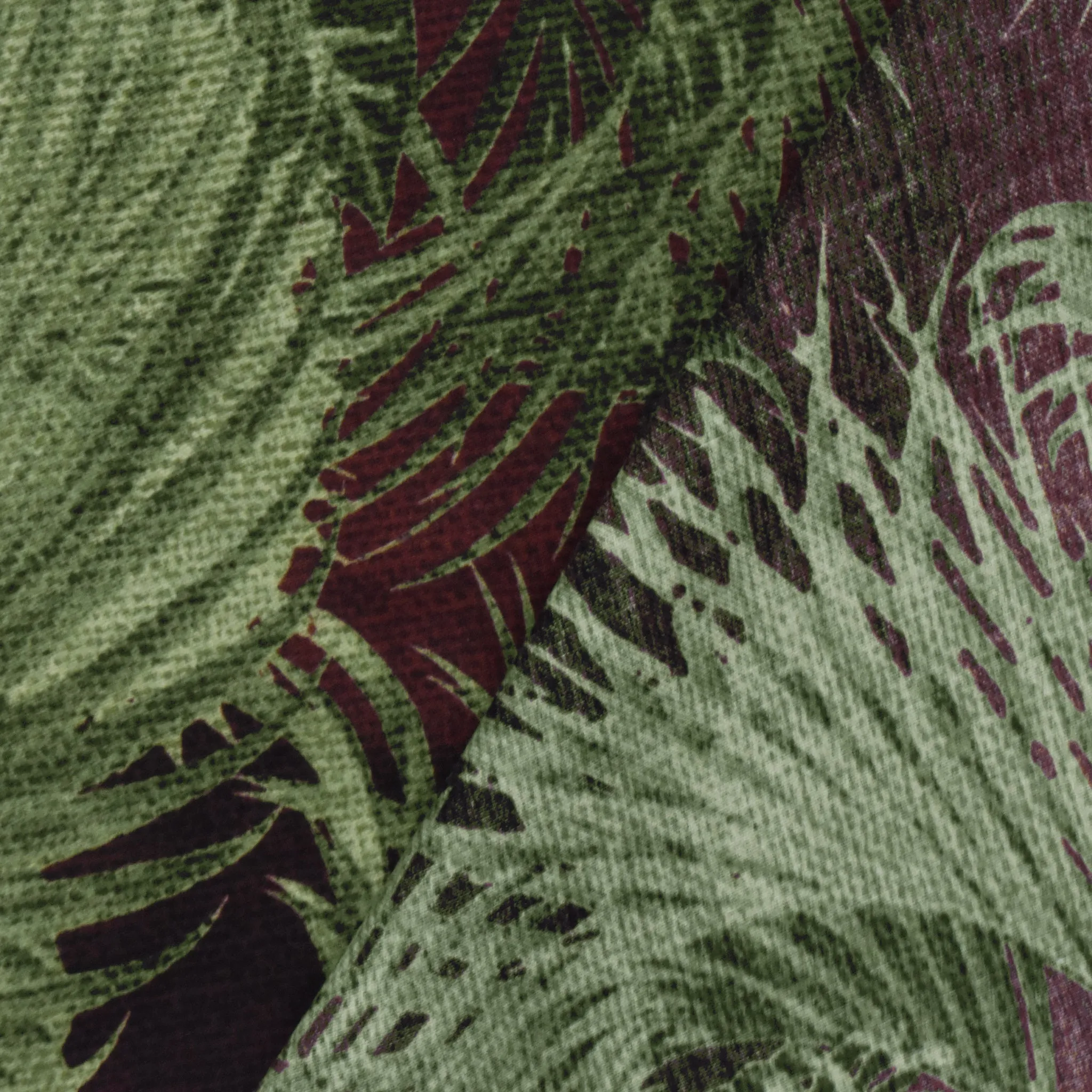 Muddy Red-Multi Palm Tree Printed Cotton Twill Woven Fabric