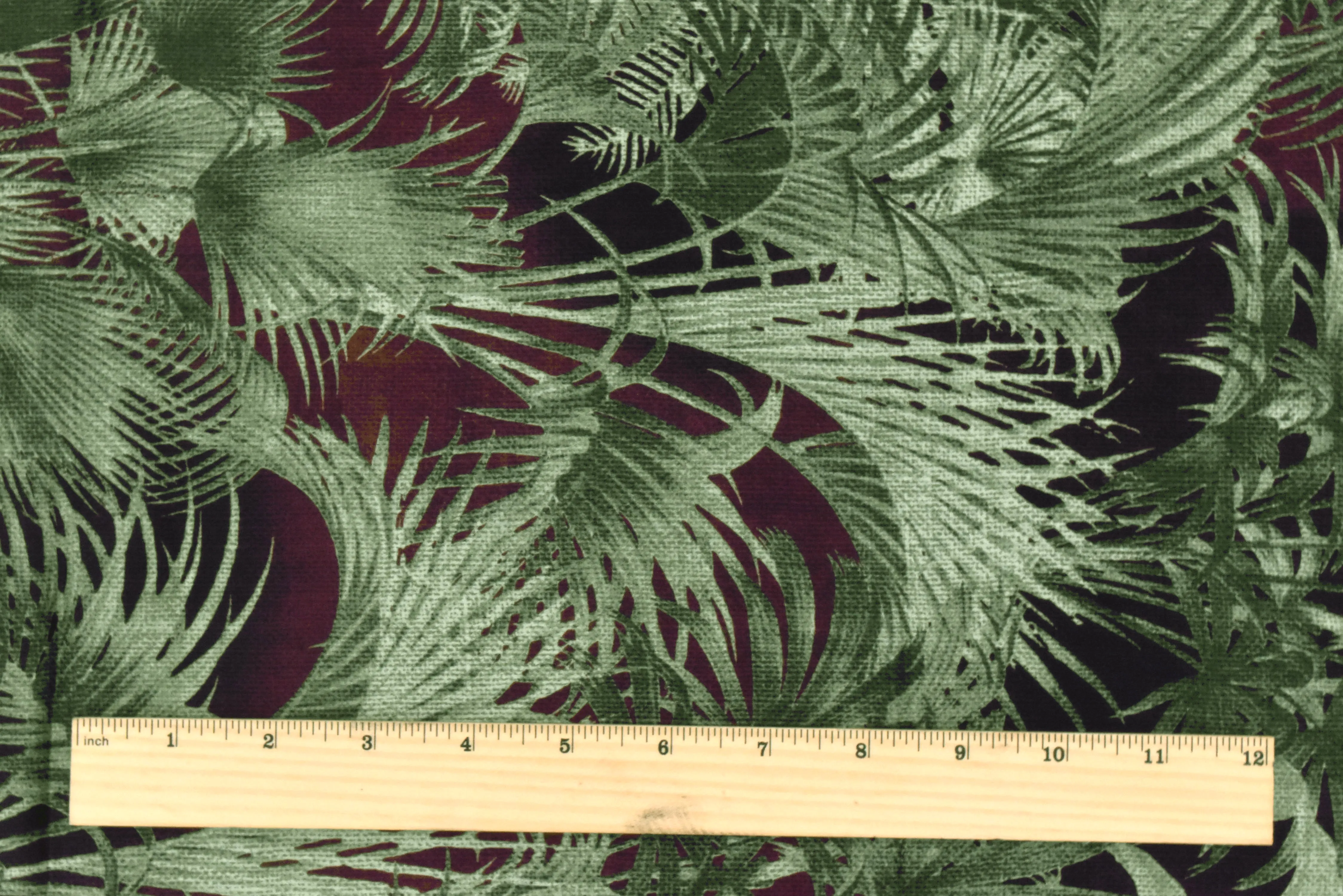 Muddy Red-Multi Palm Tree Printed Cotton Twill Woven Fabric