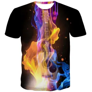 Music T shirts Men Instrument Tshirt Printed Retro T-shirts Graphic Electronic Tshirts Casual