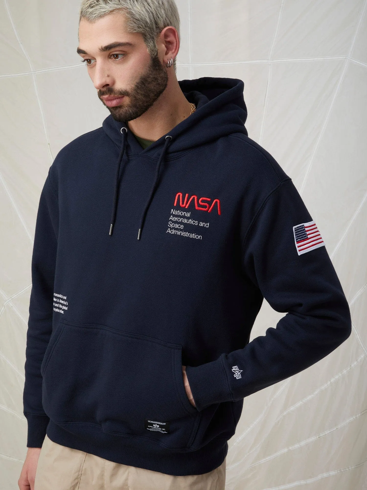 NASA WORM LOGO HOODIE (CHARCOAL)