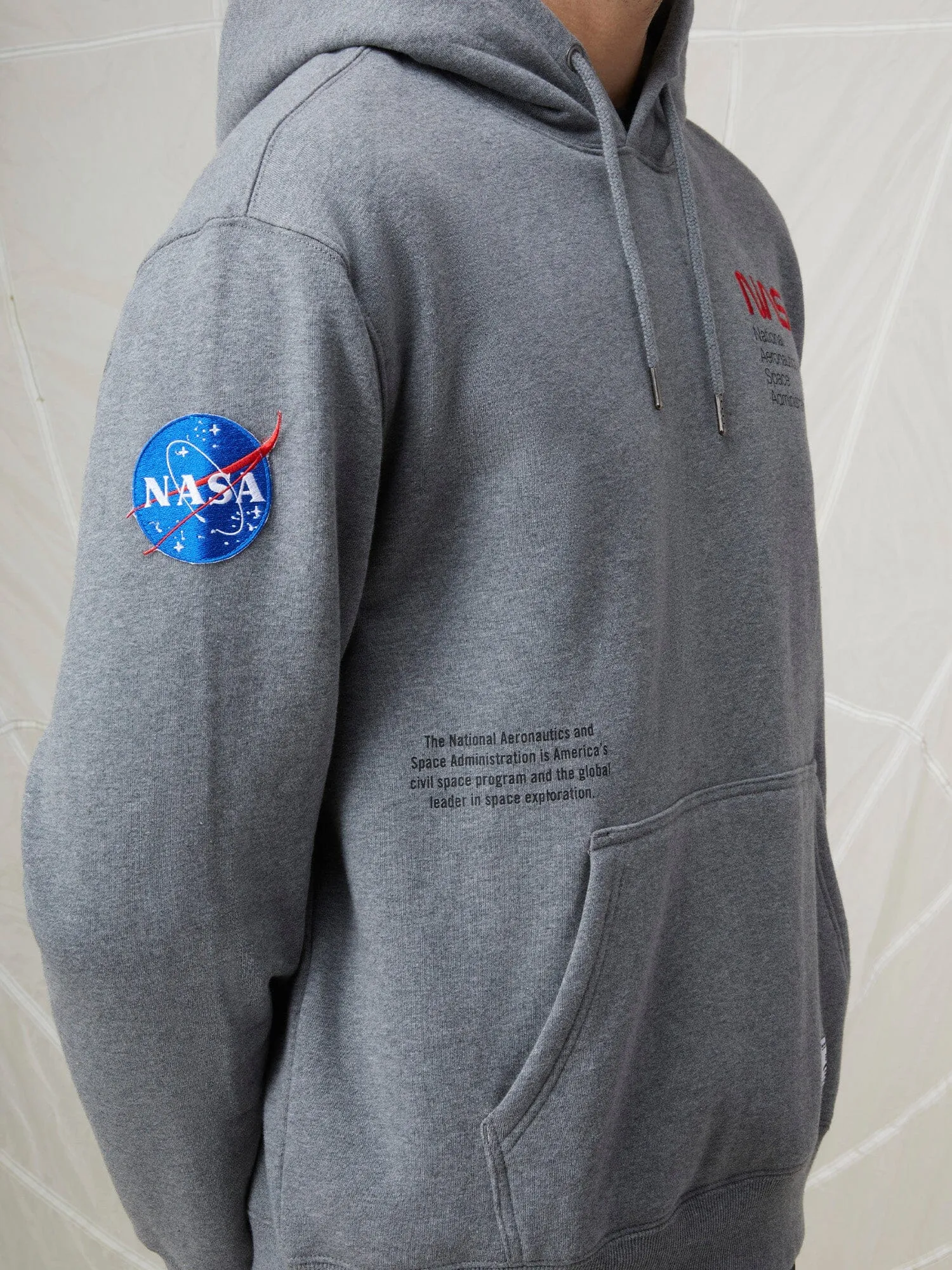 NASA WORM LOGO HOODIE (CHARCOAL)