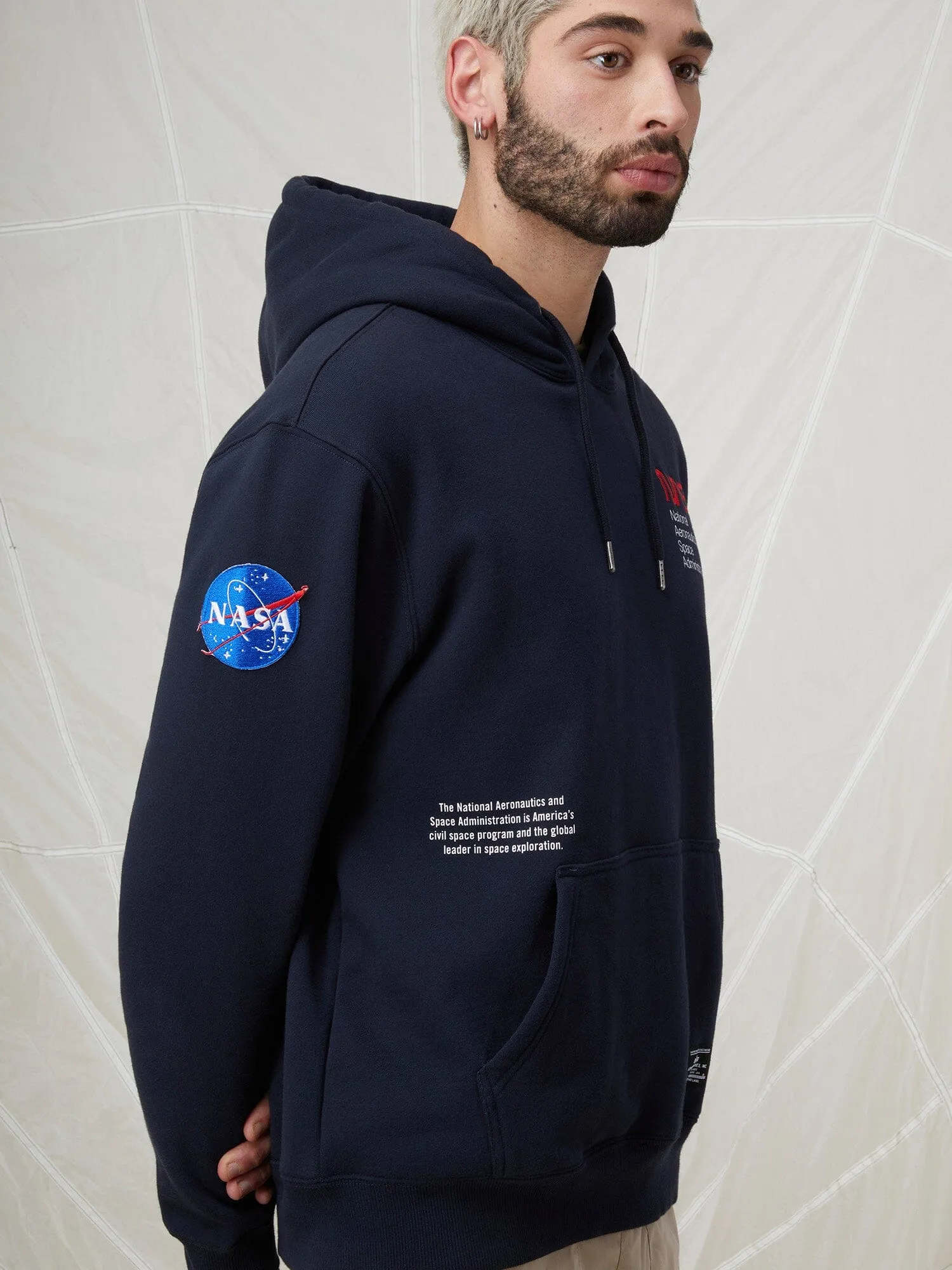 NASA WORM LOGO HOODIE (CHARCOAL)