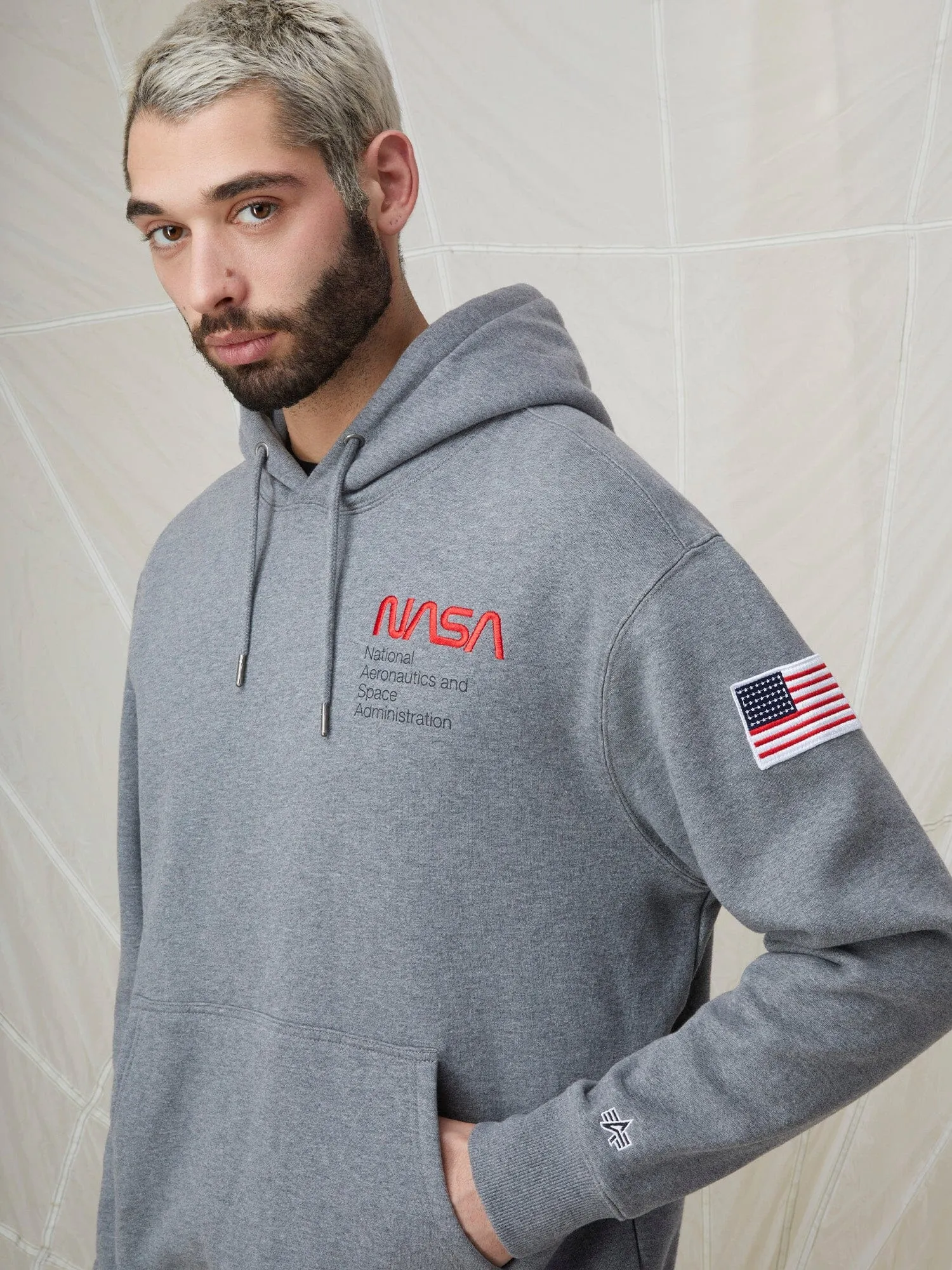 NASA WORM LOGO HOODIE (CHARCOAL)