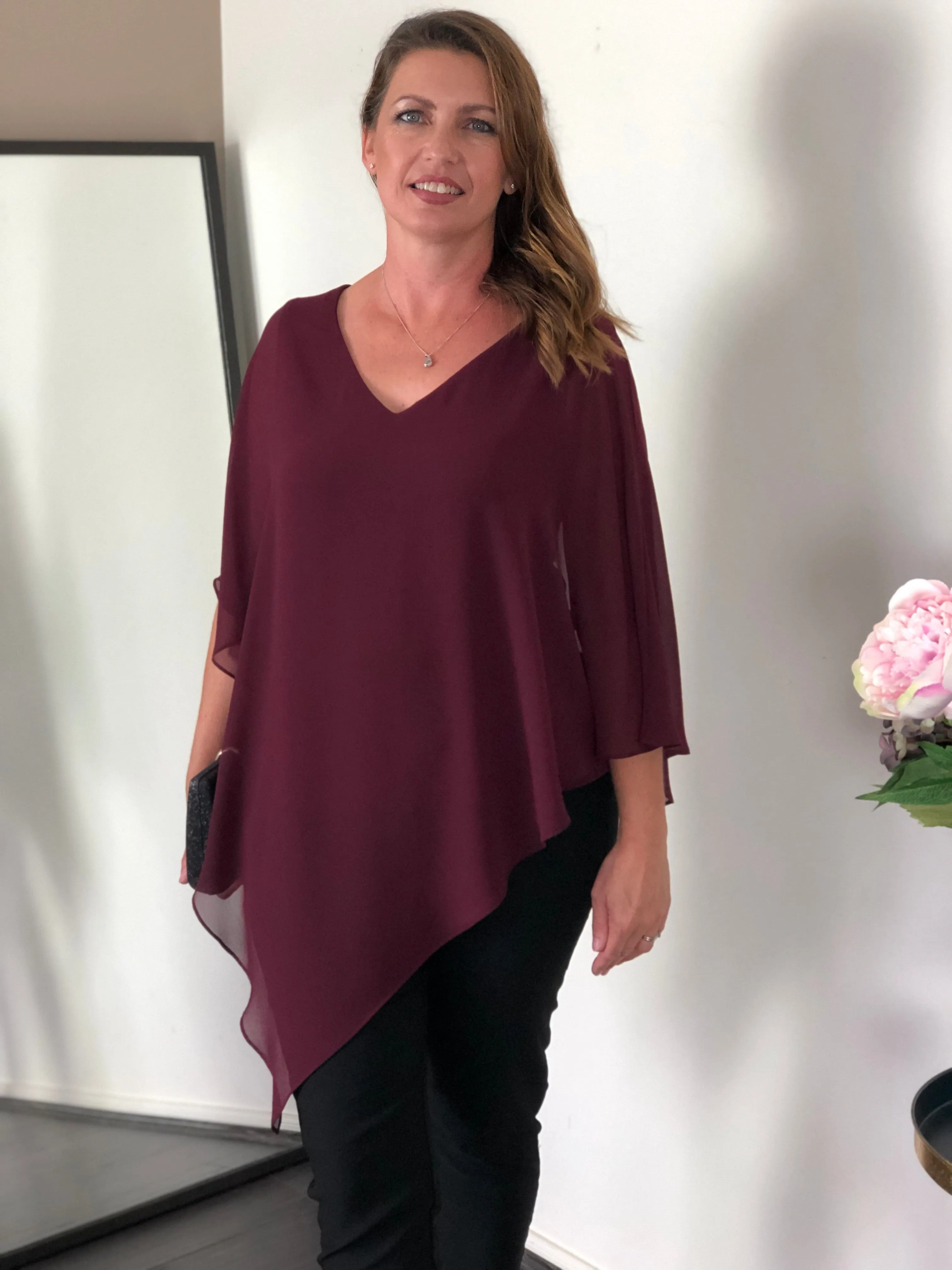 Nessa Burgundy Layered Top