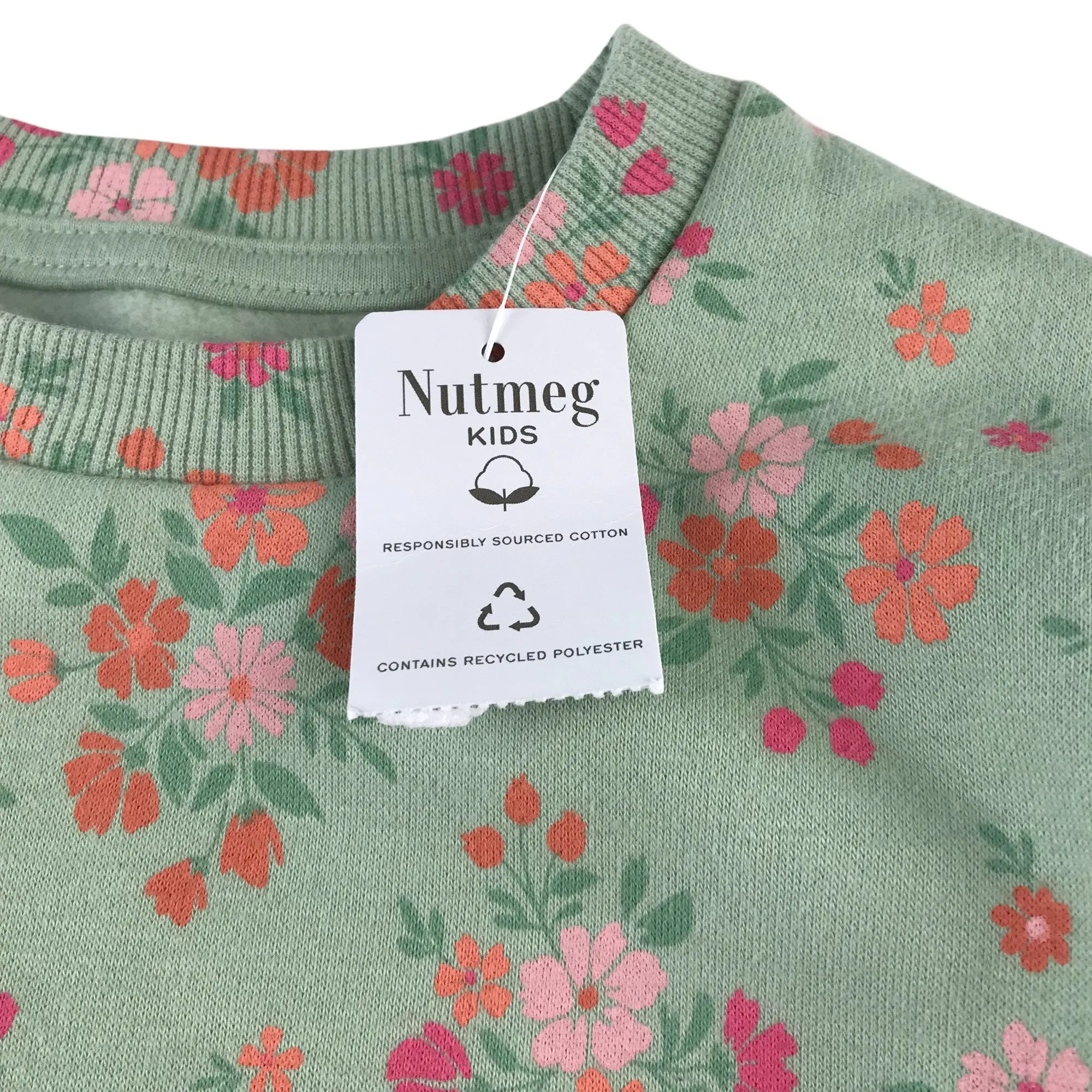 Nutmeg sweater 5-6 years light green floral