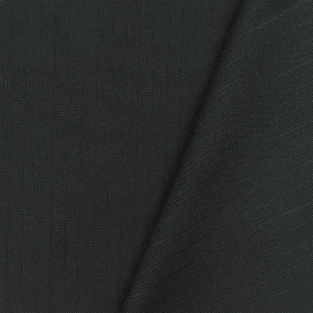 Official Black Stripe Wool-Poly Twill Suiting Fabric