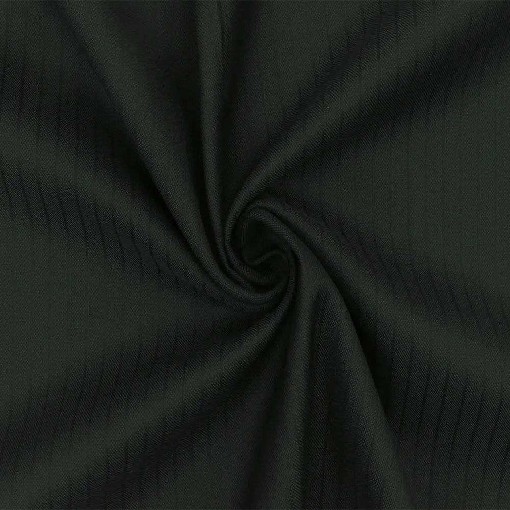 Official Black Stripe Wool-Poly Twill Suiting Fabric