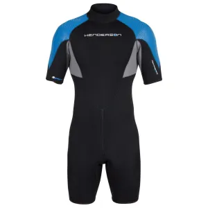 Open Box Henderson 3mm Mens Thermoprene Pro Back Zip Shorty Wetsuit - Black/Blue - Small