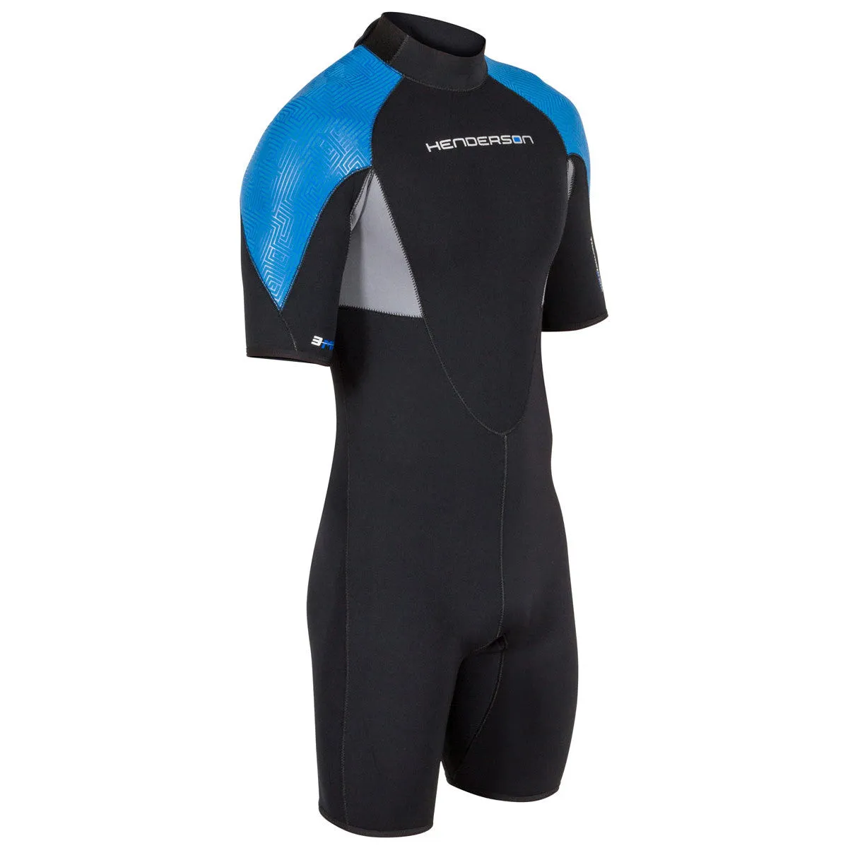 Open Box Henderson 3mm Mens Thermoprene Pro Back Zip Shorty Wetsuit - Black/Blue - Small