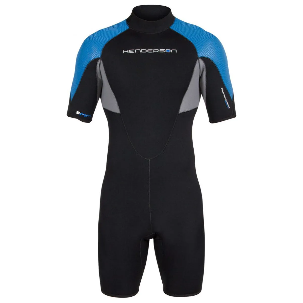 Open Box Henderson 3mm Mens Thermoprene Pro Back Zip Shorty Wetsuit - Black/Blue - Small