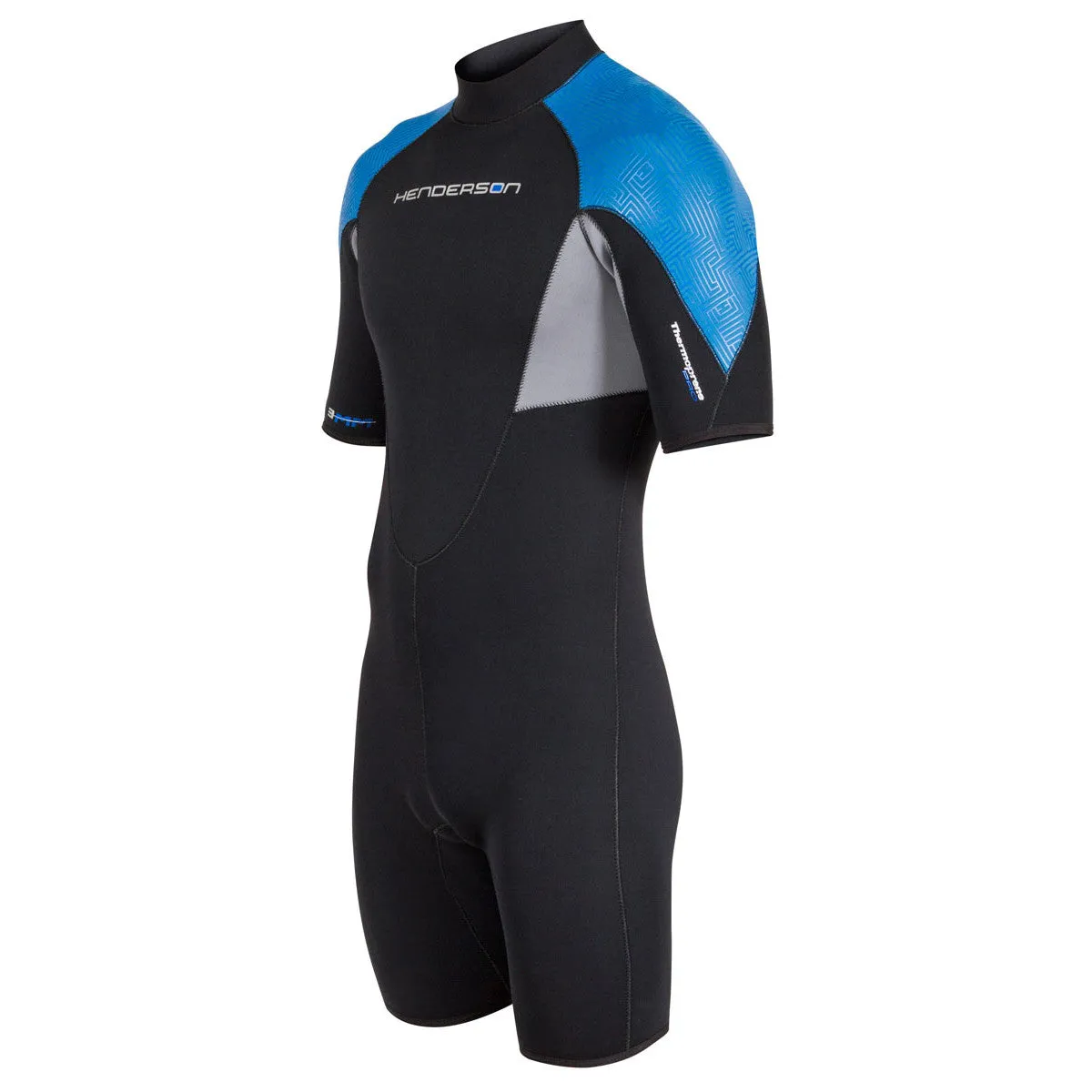 Open Box Henderson 3mm Mens Thermoprene Pro Back Zip Shorty Wetsuit - Black/Blue - Small