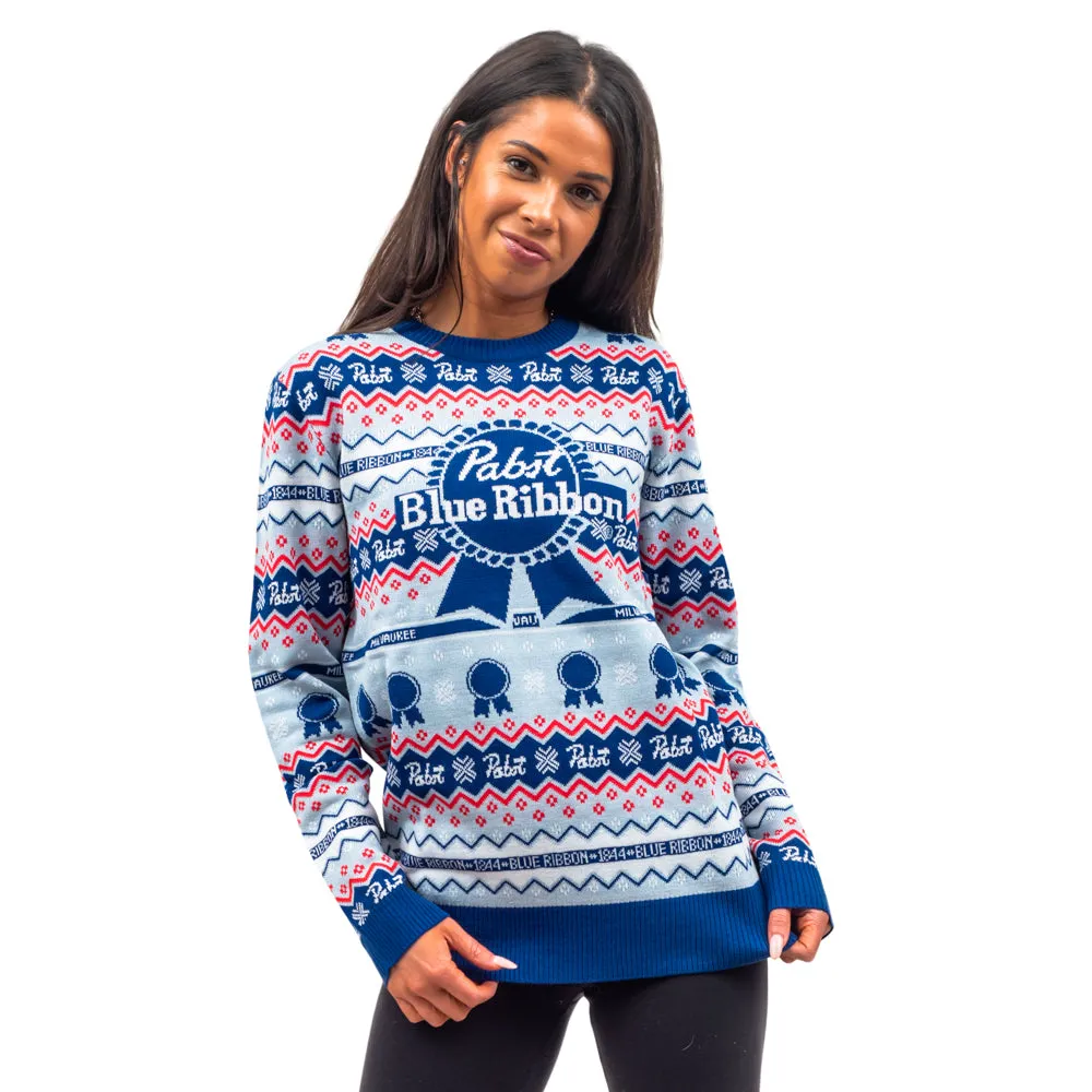 Pabst Fair Isle Beer Holiday Ugly Christmas Sweater