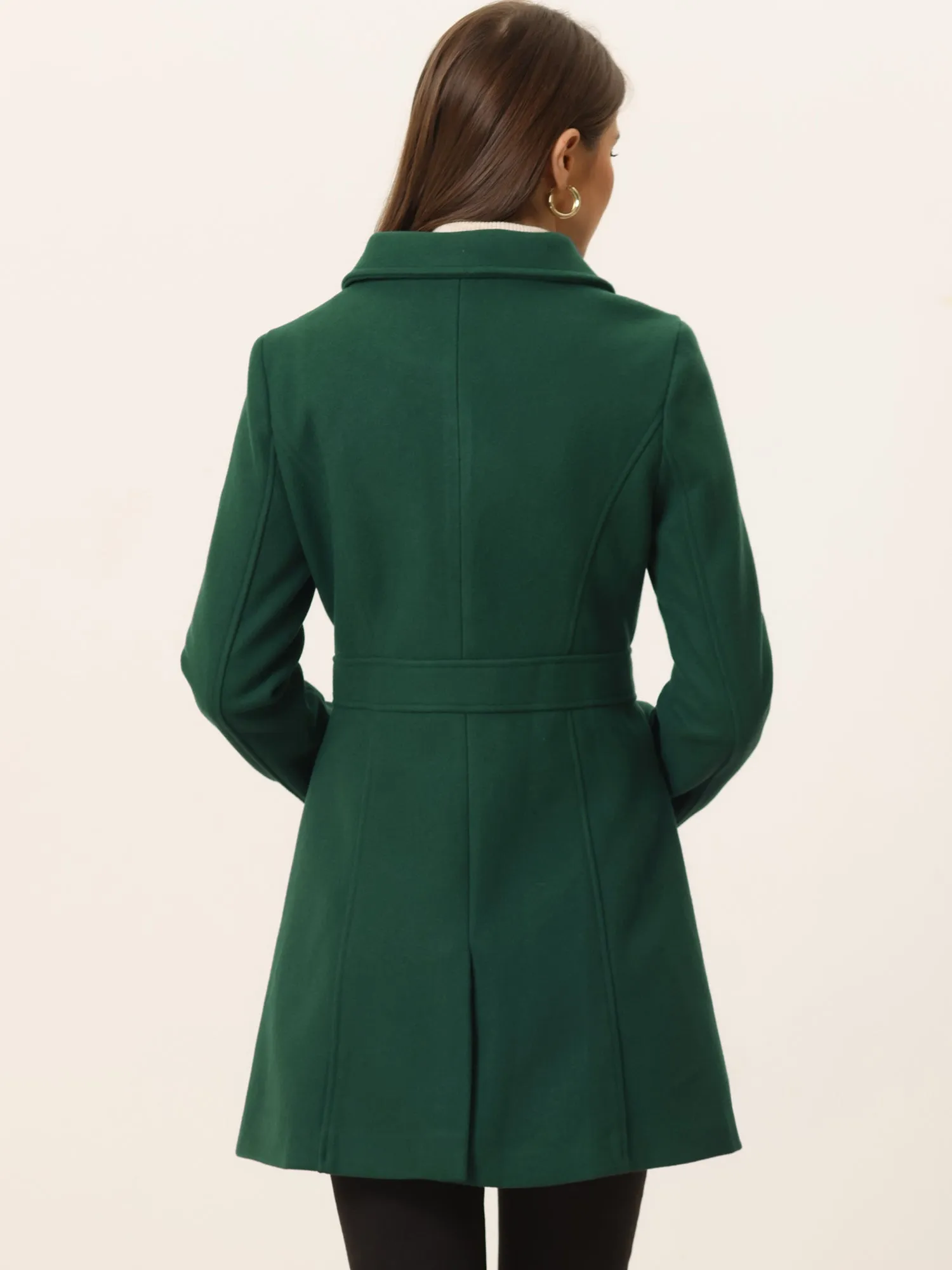 Peter Pan Collar Flap Pocket Single Breasted Button Long Coat