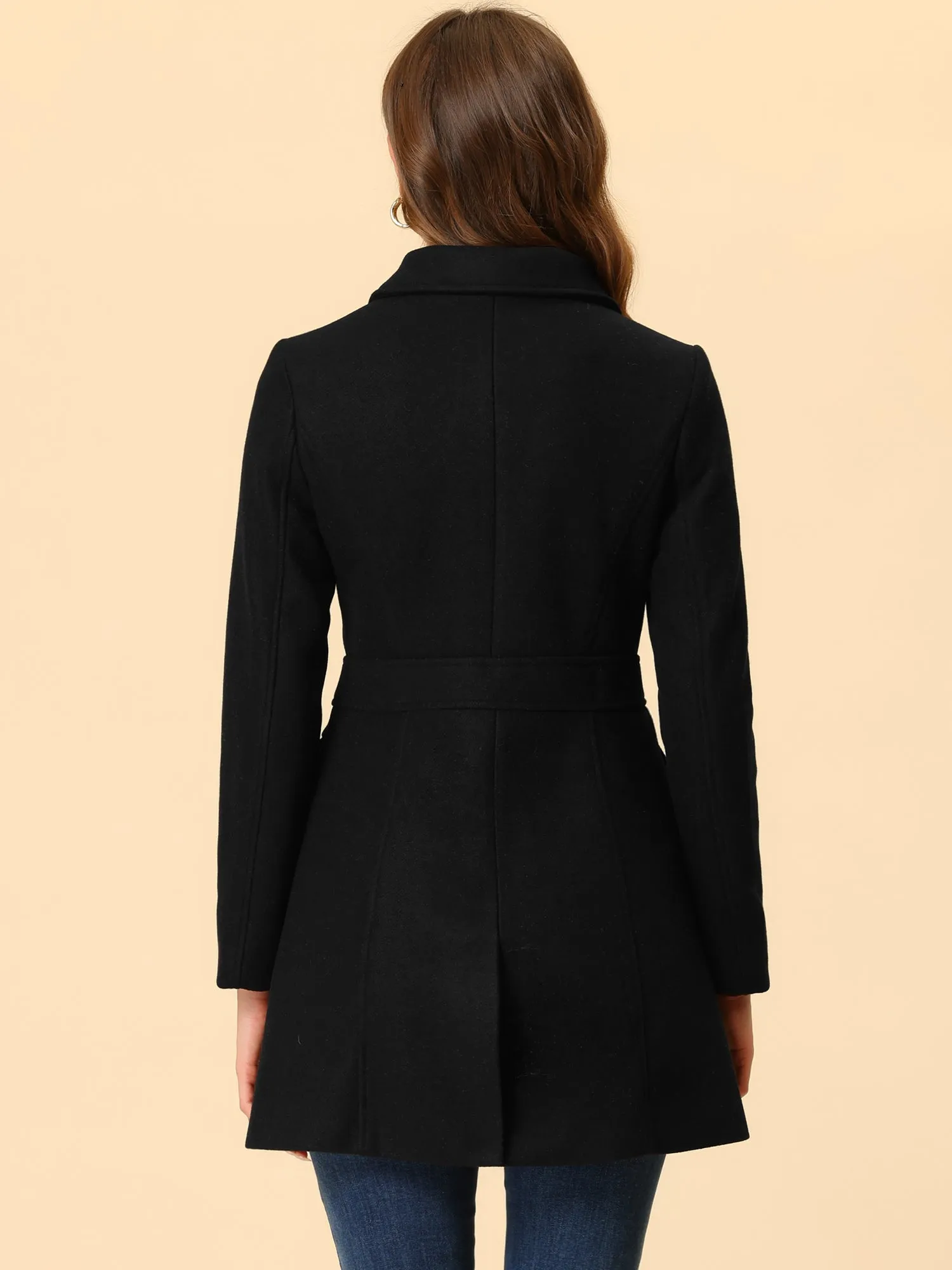 Peter Pan Collar Flap Pocket Single Breasted Button Long Coat