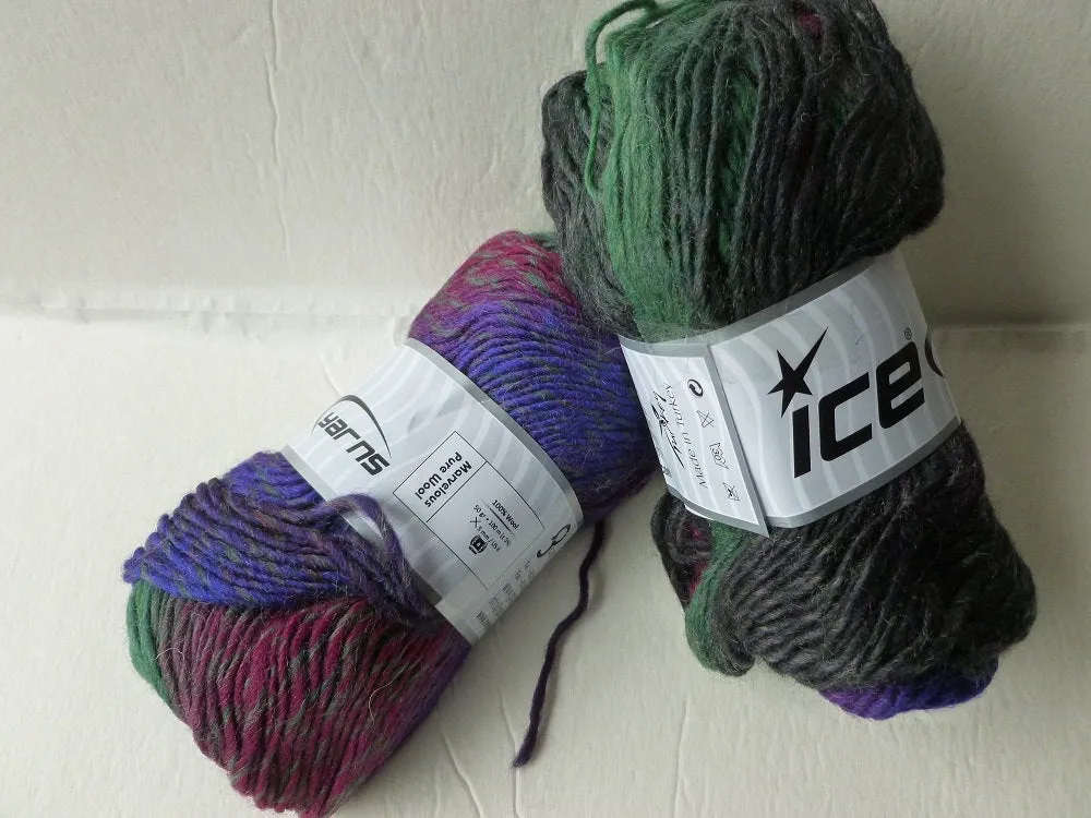 Purple, Green and Maroon Marvelous Pure Wool by Ice