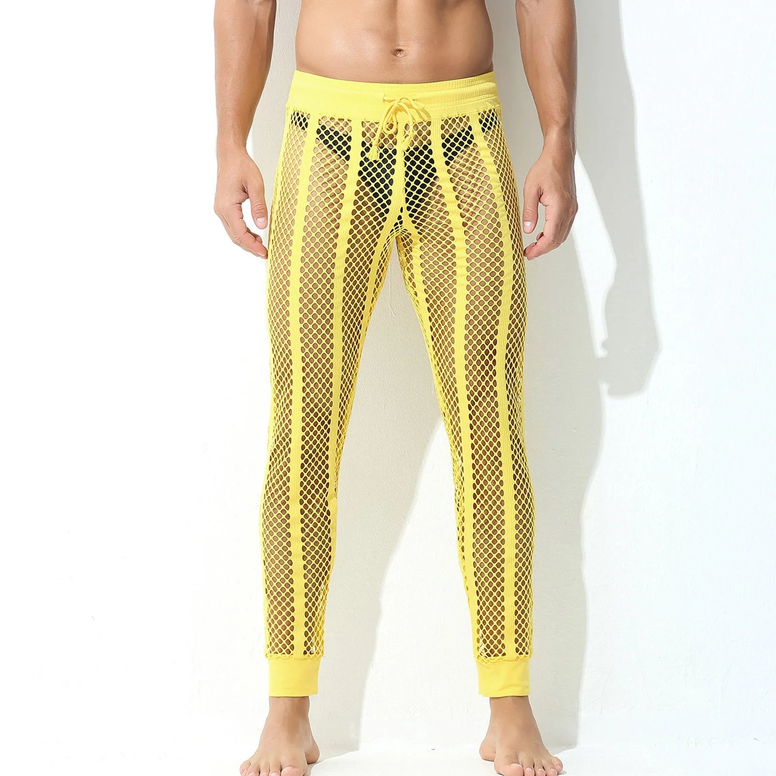 See-Through Mesh Hooded Pants Set