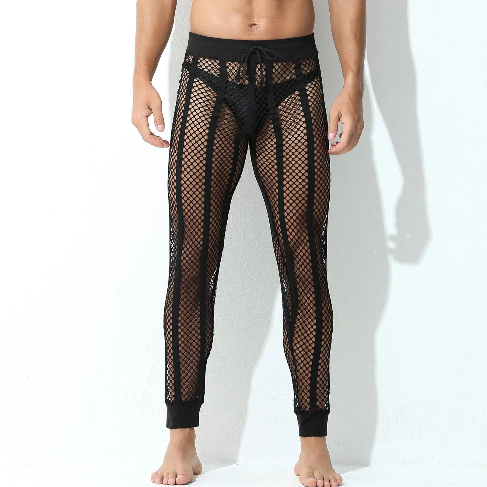 See-Through Mesh Hooded Pants Set