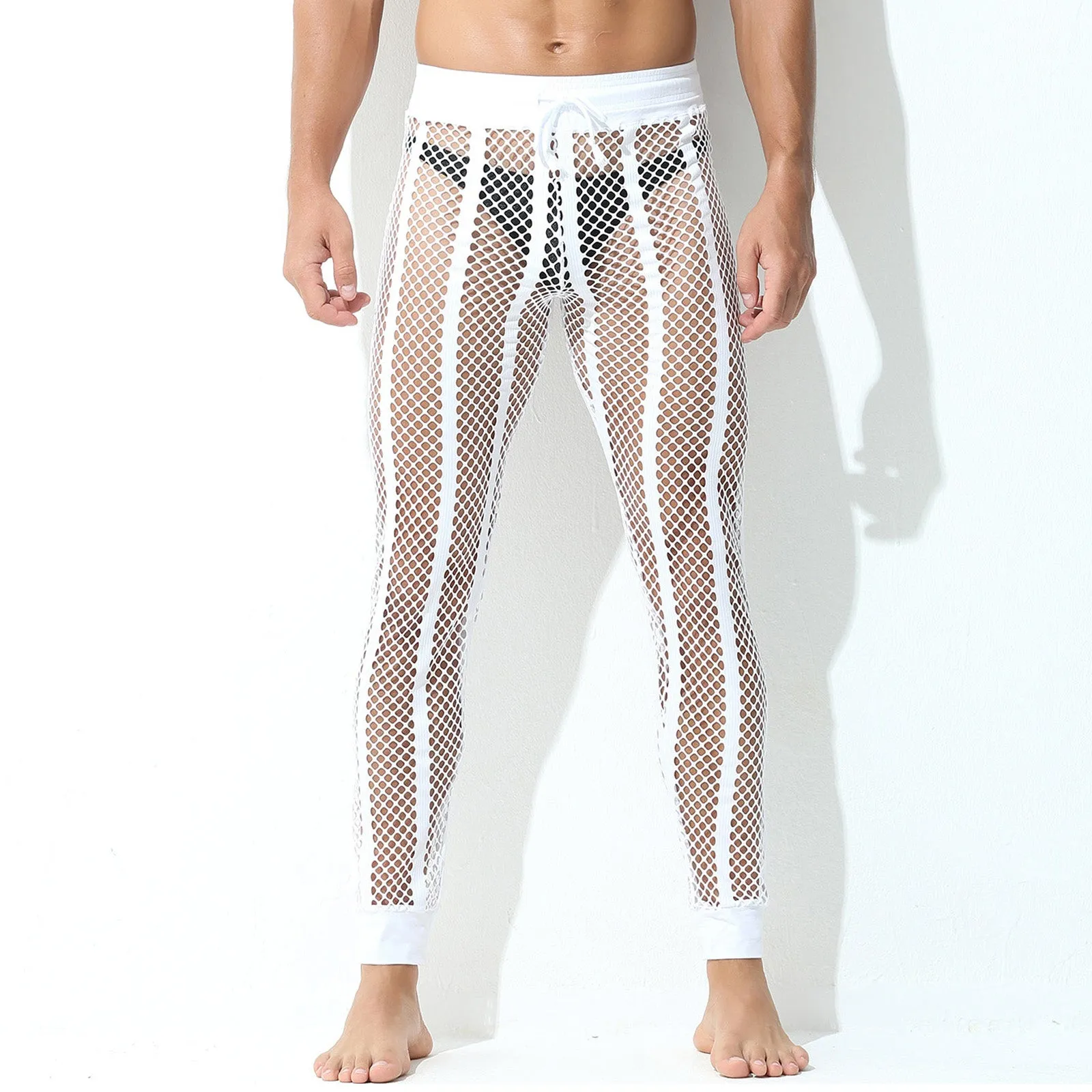 See-Through Mesh Hooded Pants Set