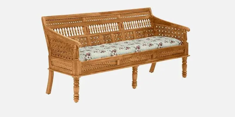 Sheesham Wood 3 Seater Sofa In Scratch Resistant Rustic Teak Finish