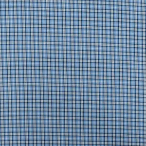 Sky Blue-White-Multi Plaid Cotton Polyester Madras Woven Fabric