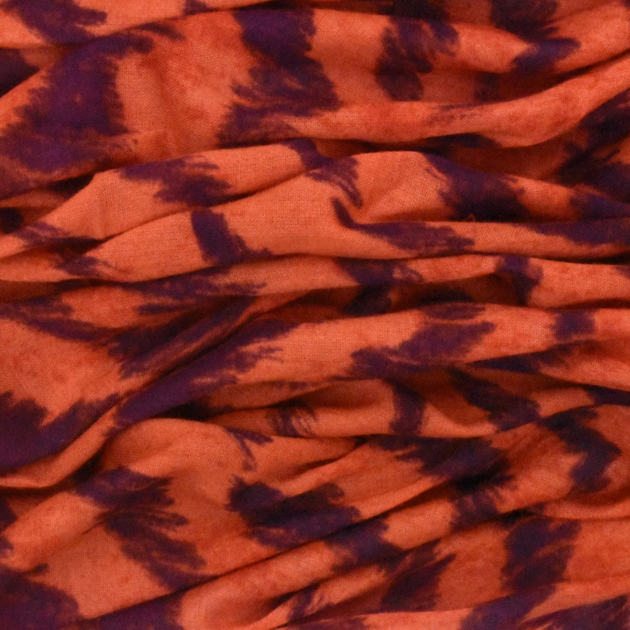 Spiced Orange-Muddy Purple Tiger Skin Printed Cotton Lawn Woven Fabric