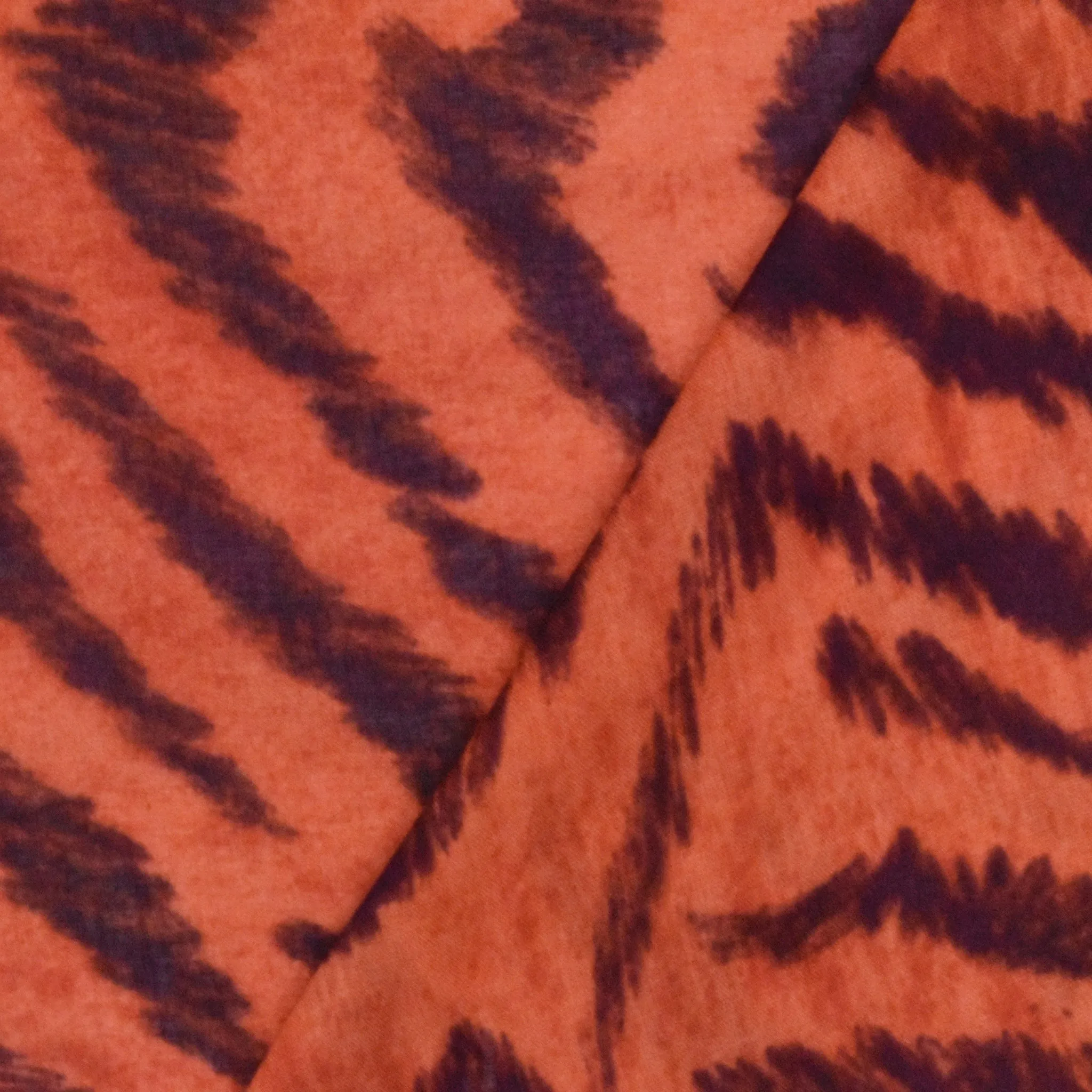 Spiced Orange-Muddy Purple Tiger Skin Printed Cotton Lawn Woven Fabric