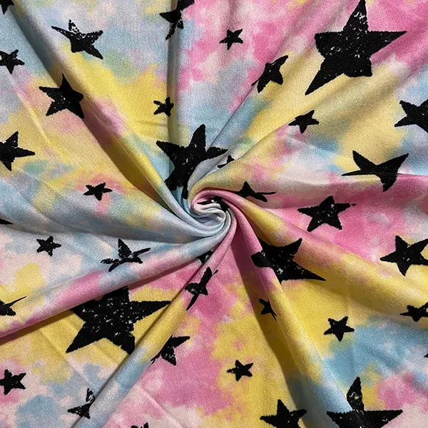 Star Print Double Brushed Knit Fabric