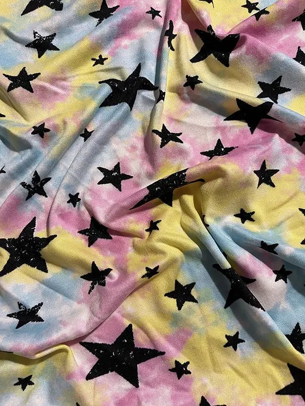 Star Print Double Brushed Knit Fabric