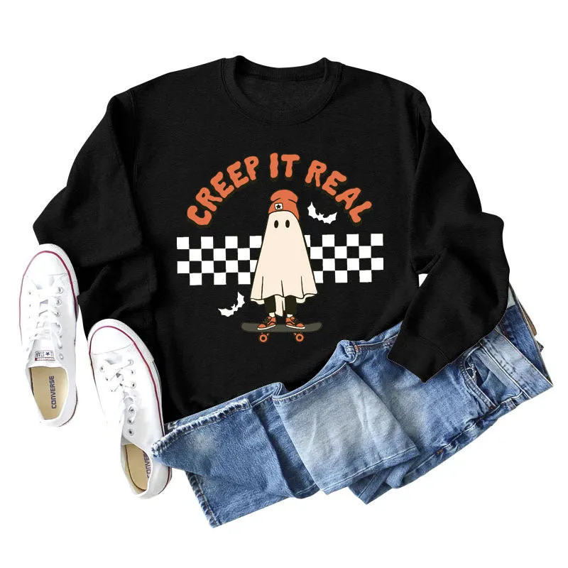 STOCK CREEP IT REAL GHOST BAT NEW CREWNECK LONG-SLEEVED PLUS-SIZE SWEATSHIRT