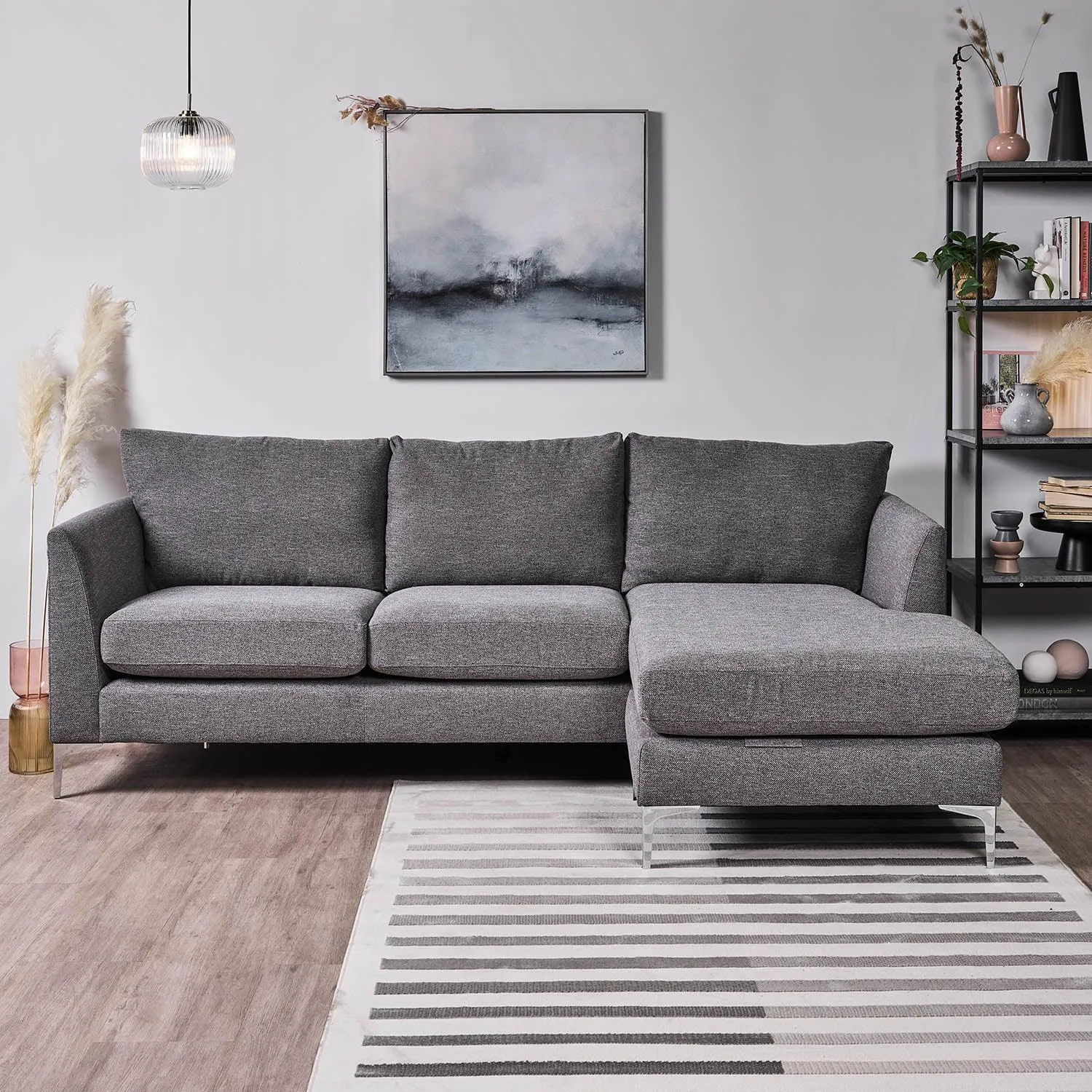 Taylor L-Shaped Chaise Sofa - Charcoal Grey