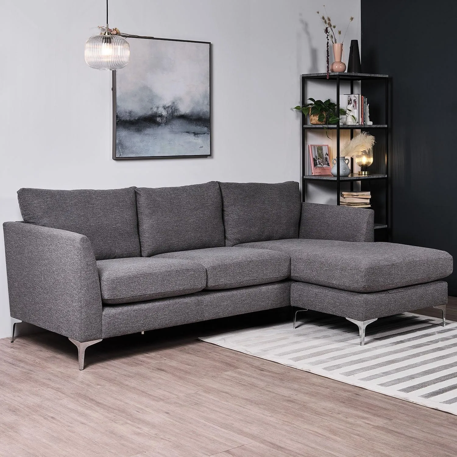 Taylor L-Shaped Chaise Sofa - Charcoal Grey