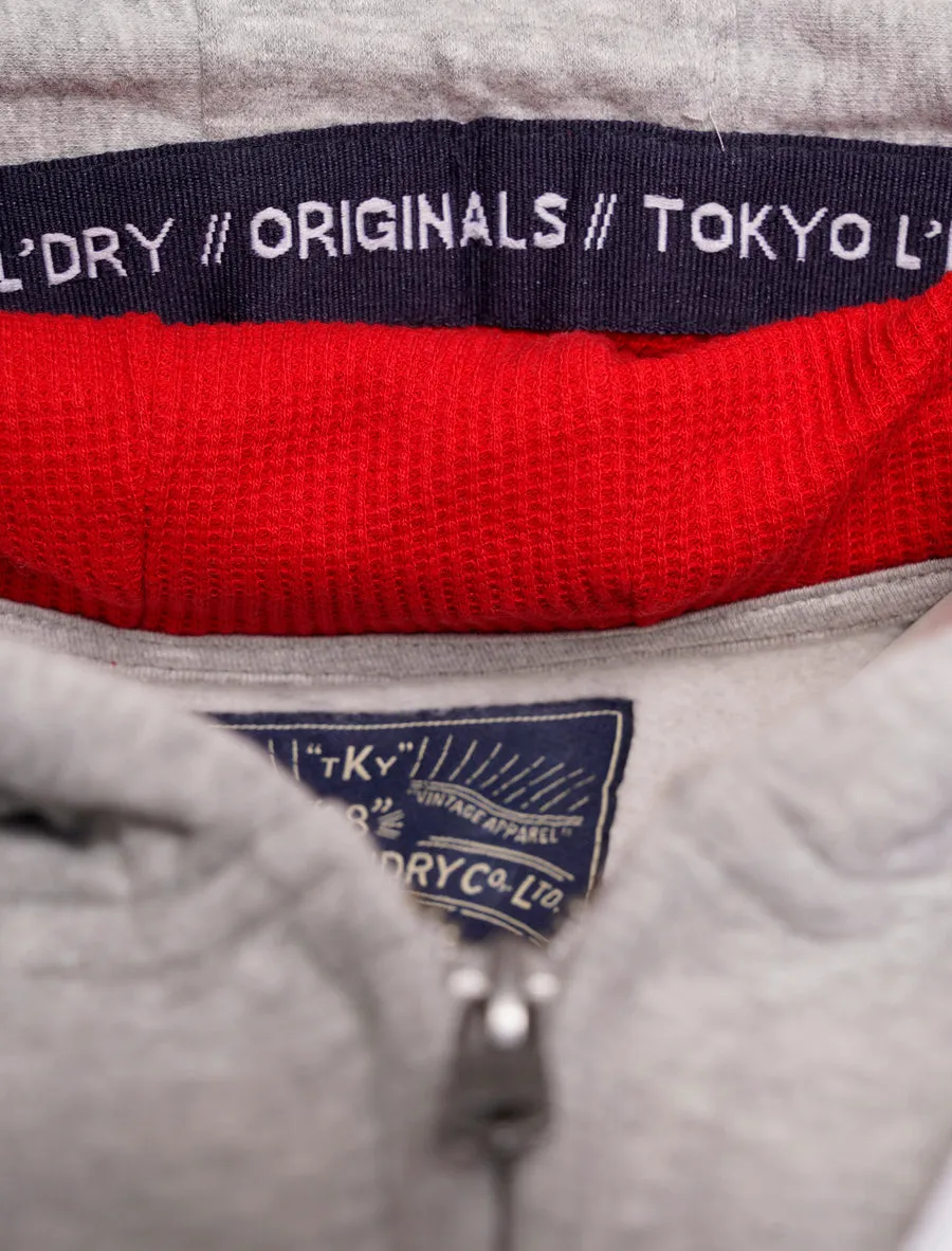 Timber Lakes Zip Through Hoodie With Tape Sleeve Detail In Light Grey Marl - Tokyo Laundry