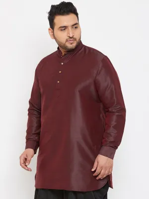 VASTRAMAY Wine Silk Blend Men's Kurta