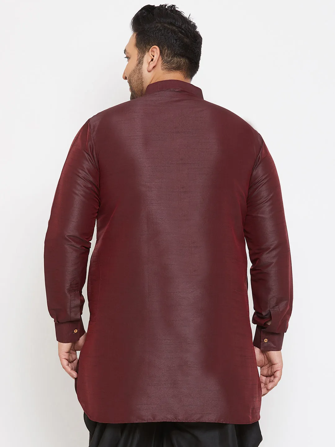 VASTRAMAY Wine Silk Blend Men's Kurta