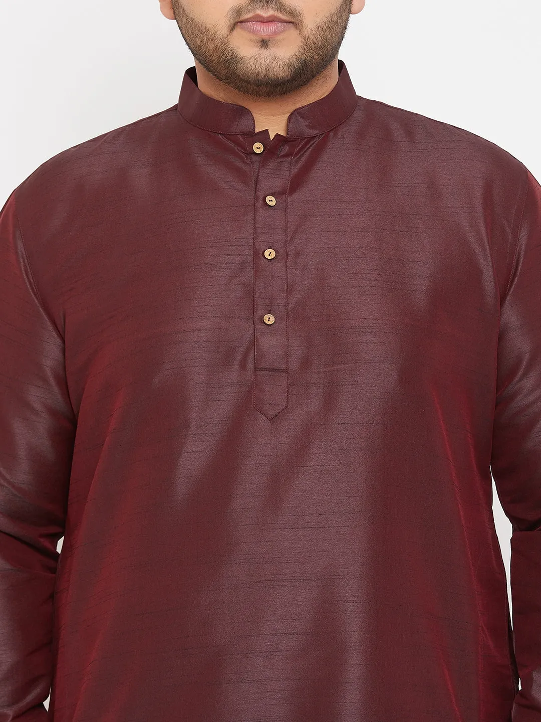 VASTRAMAY Wine Silk Blend Men's Kurta