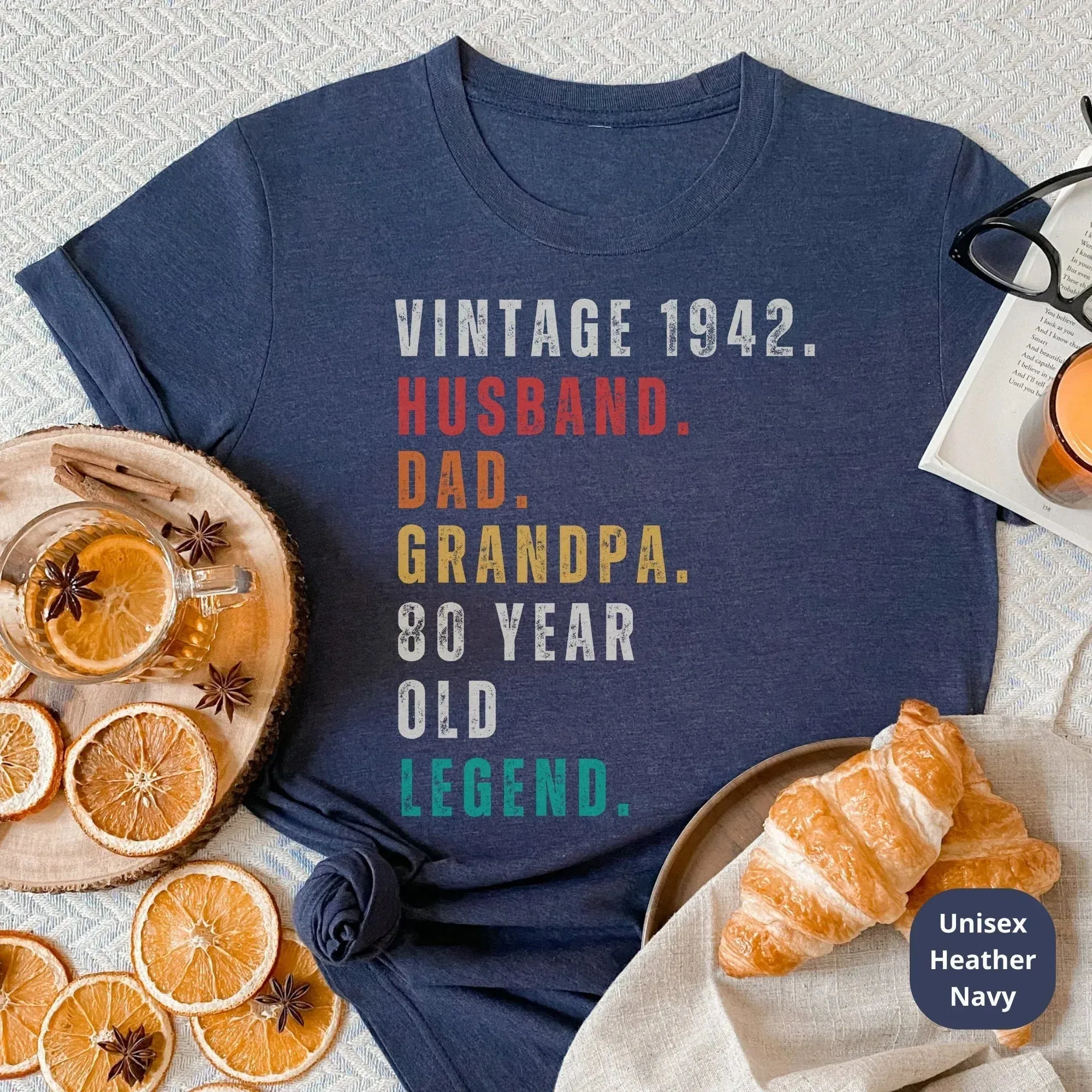 Vintage 1942, 80th Birthday Shirt, Matching Group Birthday Crew Tees, Birthday Squad, 80th Gift for Granddad, Men's Birthday Party Tees