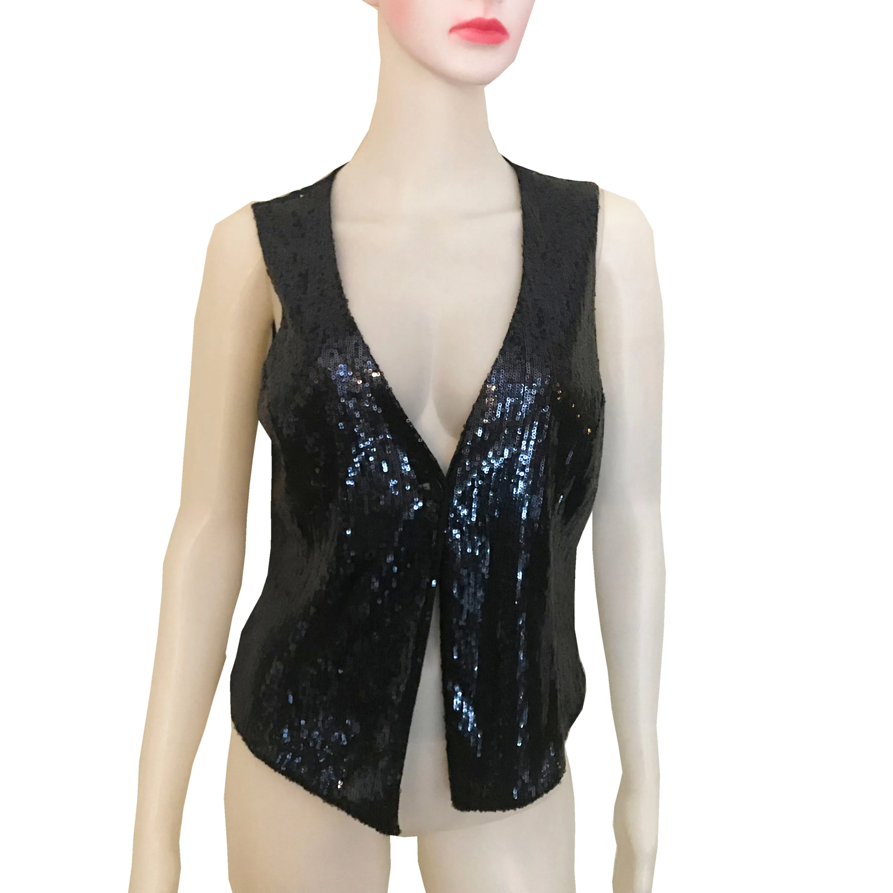 Vintage 1970s Navy Blue Sequined Disco Vest