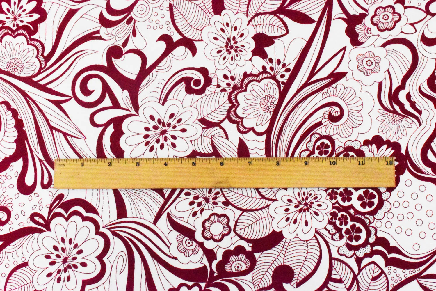 White-Red Floral Printed Stretch Cotton Spandex Twill Woven Fabric