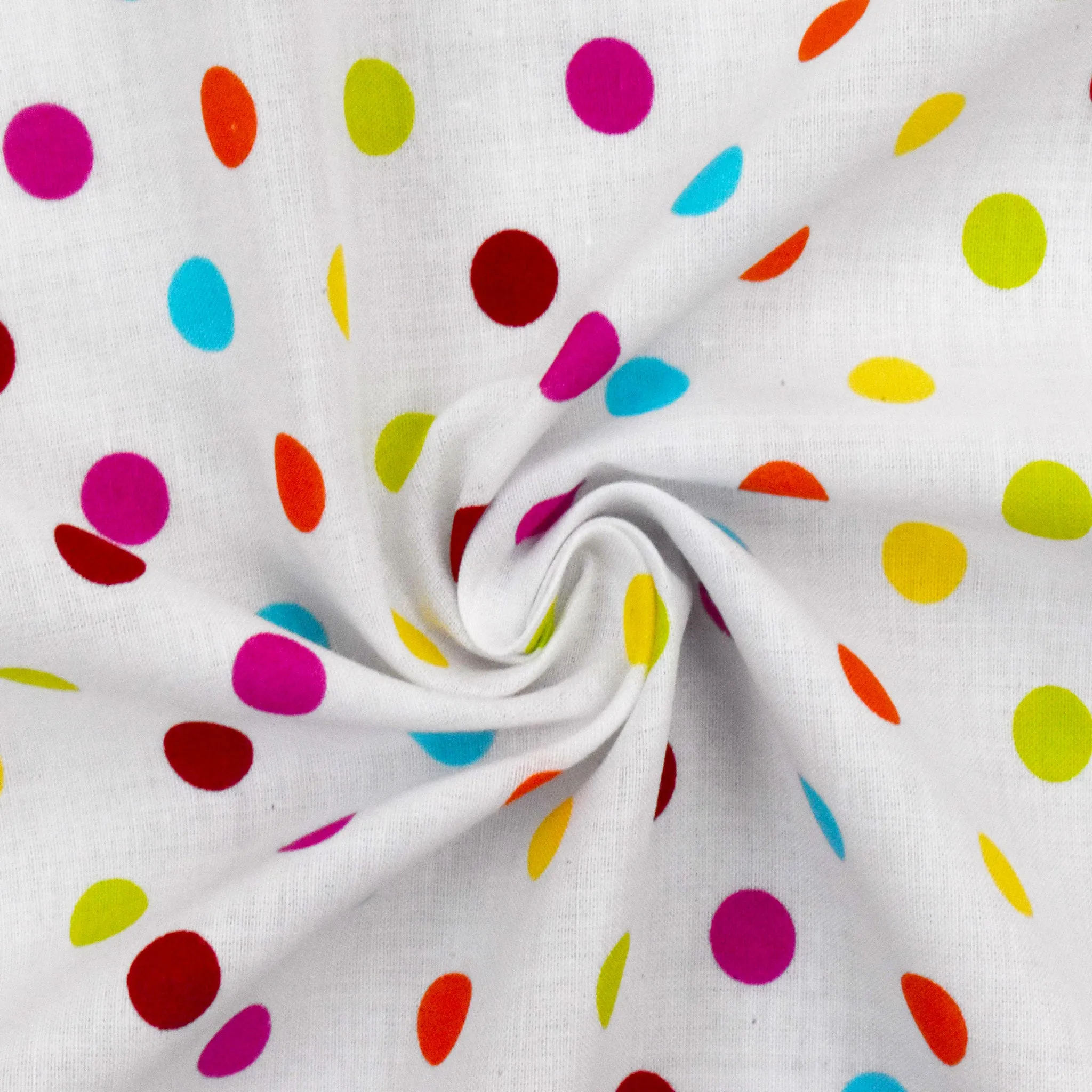 White-Red-Multi Dot Printed Stretch Batiste Woven Fabric