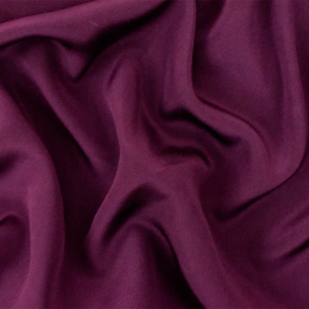 Wine Red Famous Designer Silk Crepe De Chine Fabric